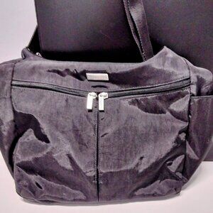 BAGGALLINI Everyplace Crossbody Purse Bag Black with Tan Interior Lightweight